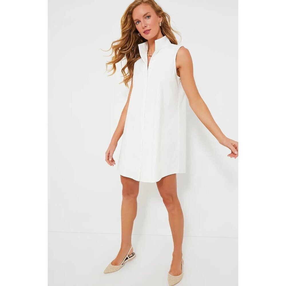 NWT Tuckernuck Charlie in White Sleeveless Cotton Blend Shirt Dress XL